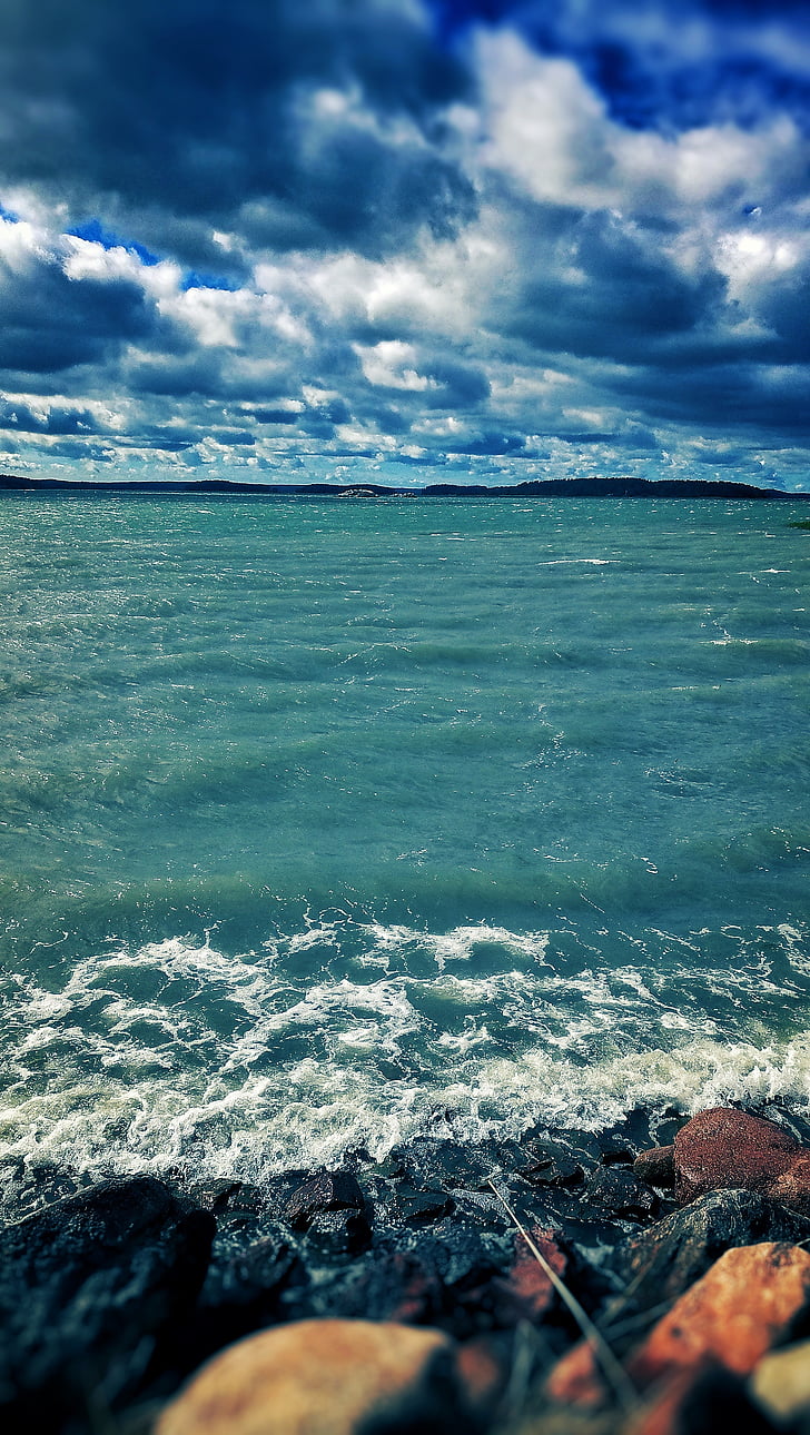 platja, cel, l'aigua, finlandesa, Mar, l'estiu, blau