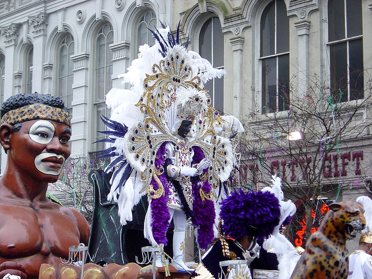 Mardi gras, zulu, kuningas, New orleans, Carnival, juhla, höyhenet