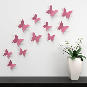 bướm, bức tường, Trang trí, màu sắc, giấy trang trí, đầy màu sắc, niềm vui