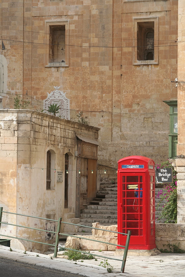 Malta, Valletta, telefonboks, rød, arkitektur, bygningens ydre, gamle
