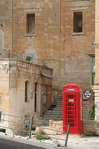 Malta, Valetta, cabine telefônica, vermelho, arquitetura, exterior do prédio, velho