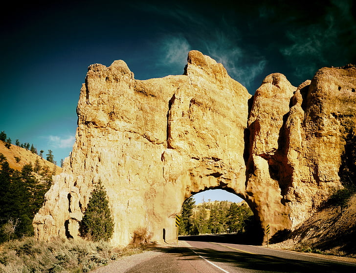 Parc national de Zion, Utah, montagnes, formation, Arch, Sky, nuages