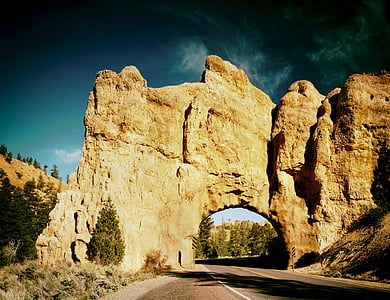 Parco nazionale di Zion, Utah, montagne, formazione, arco, cielo, nuvole