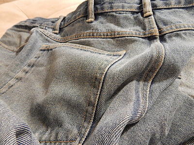 jeans, dongeri, bukser, lomme, blå, bukser, klær