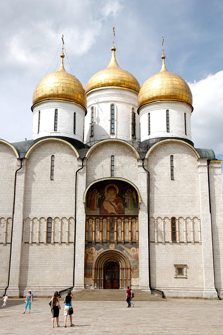 kirke, gylden, dome, Russland, Moskva, ortodokse, russisk-ortodokse kirke