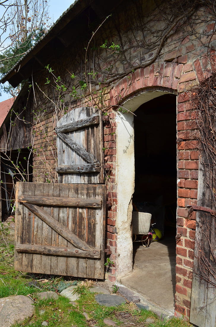Stall, Ladon ovi, Village, kylän elämää, vanha, Avaa, vanhan oven