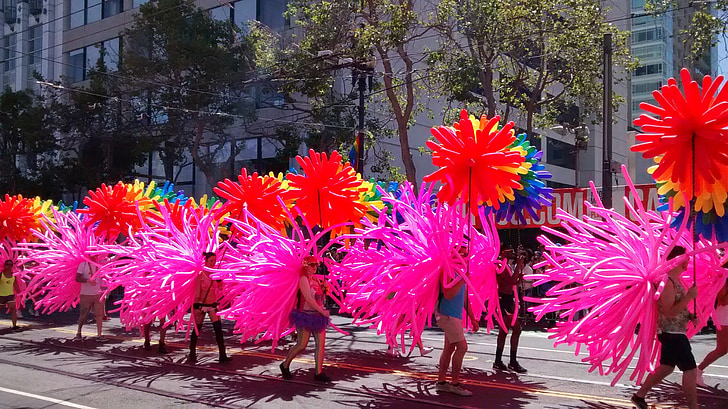 parade gay, San francisco, gay, Rose, fierté, défilé, rue du marché