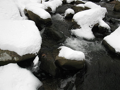 Zimní, Brook, kameny, chlad, bílá, Creek, venkovní