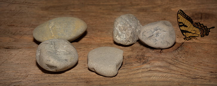 trægulv, sten, hårdt, sommerfugl, vintage, sten - objekt, Pebble