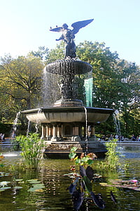Central park, NYC, Manhattan, alam, air mancur, perkotaan, Taman
