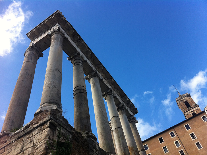 kolommen, Romeinse, Rome, Italië, oude, gebouw