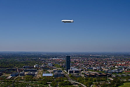 Zeppelin, Zidojče, u Münchenu, Olimpijski park, nebo, zračni brod, arhitektura