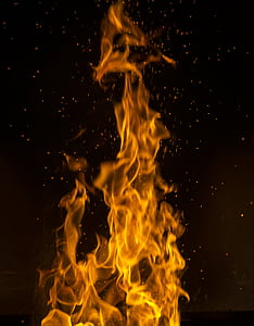 flama, foc, forja, calor - temperatura, crema, groc, infern