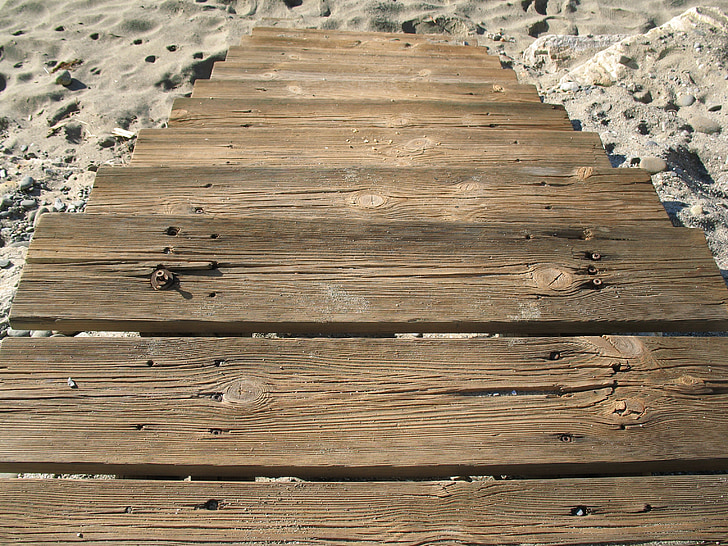 escalera, madera, arena, rústico