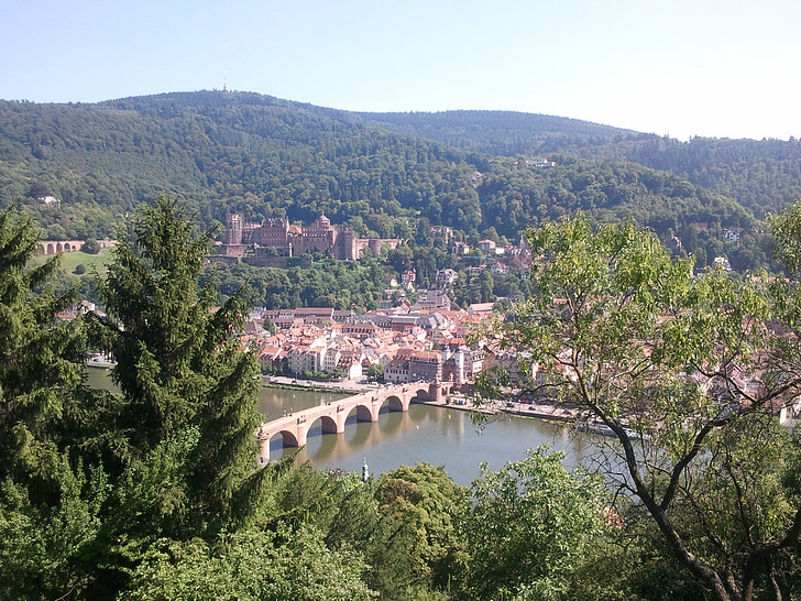 Heidelberg, Kota, alam, Jerman, Jembatan, Neckar