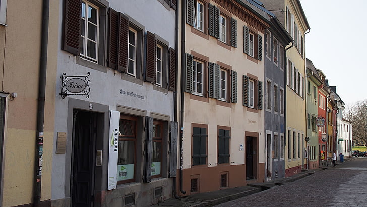 óváros, Lakások, történelmileg, homlokzat, építészet, javítás, Freiburg