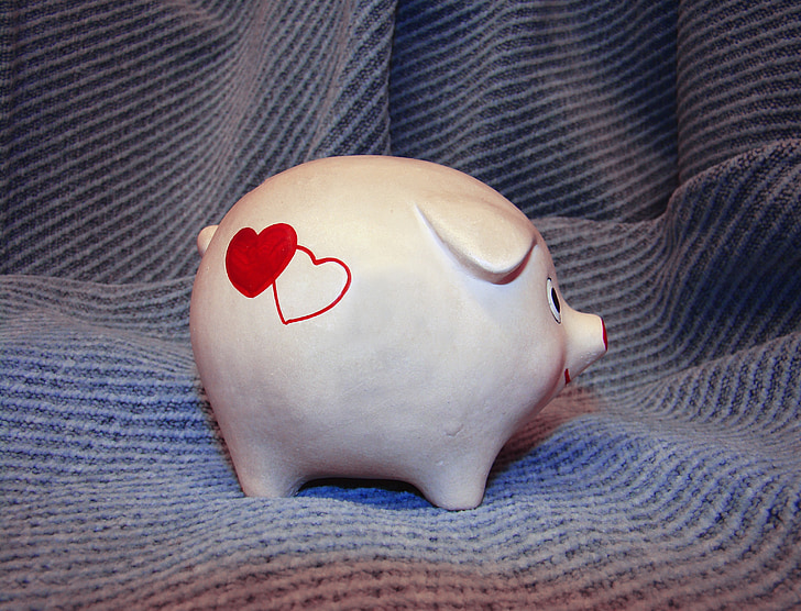 ornamento, muso, Cordial, felice, cuore, Piggy bank, risparmio