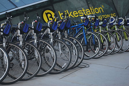 bicyklov, Bike, Prenájom, zaparkované, cyklus