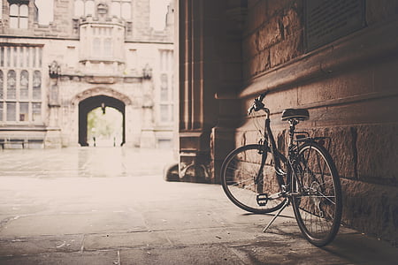 kerékpár, kerékpár, épület, emlékmű, Vintage
