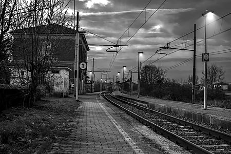 Station, juna, kiskot, Rautatieraide, kuljetus, teräs