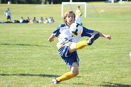 soccer, ball, kick, kid, child, game, sport