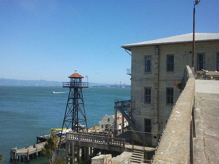 Alcatraz, Widok, San francisco, Wyspa, Bay, morze, punkt orientacyjny