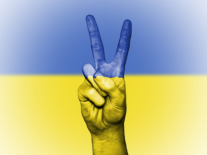 Ukraina, fred, hand, nation, bakgrund, banner, färger
