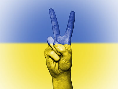 Ukraina, fred, hånd, nasjon, bakgrunn, banner, farger