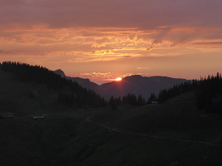 zachód słońca, Tyrol, alpejska