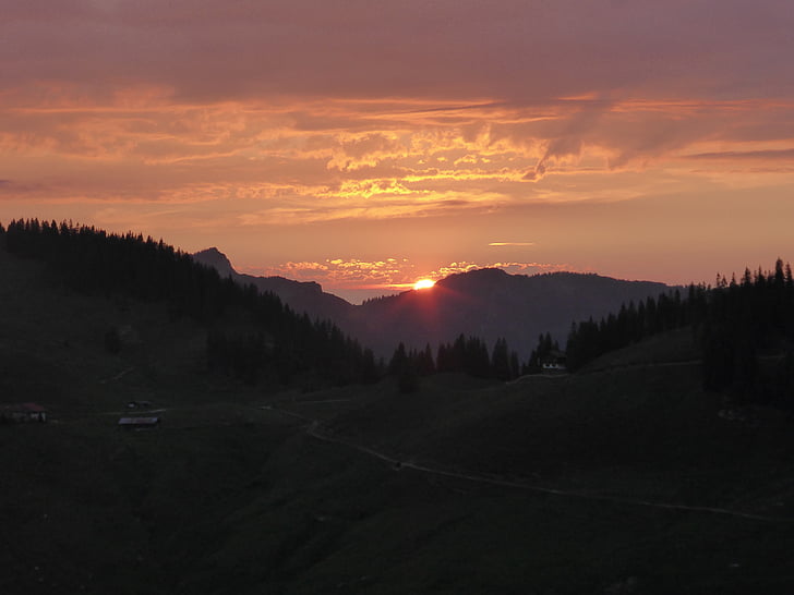 พระอาทิตย์ตก, tyrol, อัลไพน์