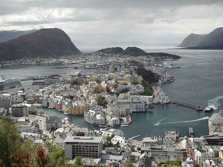 pemandangan, Norwegia, Gunung dan air, Fjord, pelayaran, laut, Eropa