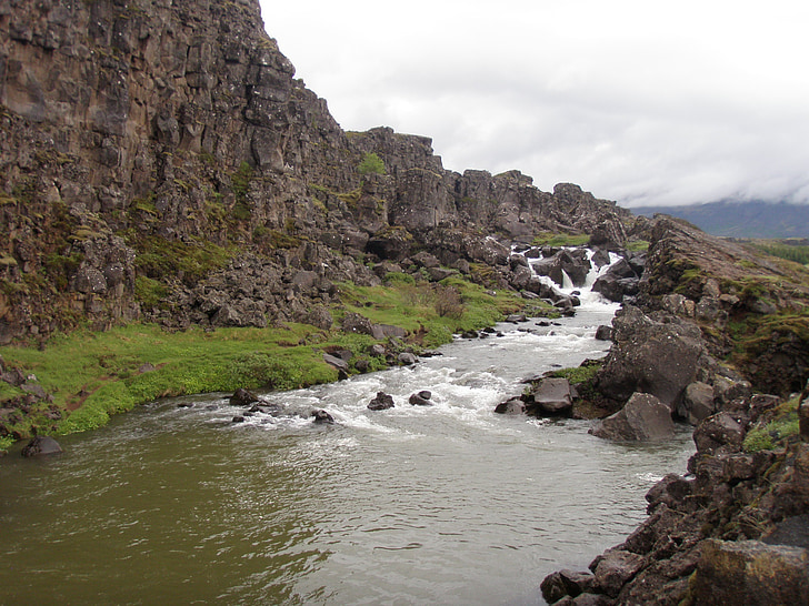 Islandia, Stream, pegunungan, pemandangan, alam, alam, air