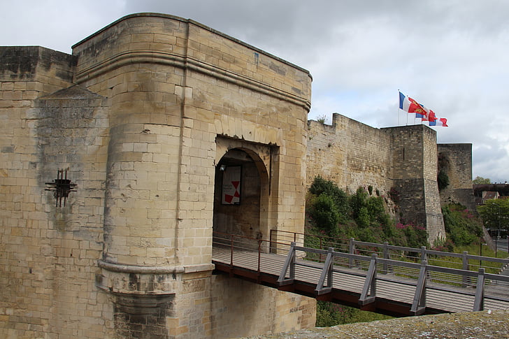 Château, Caen, pont-levis, médiévale, porte d’entrée, Normandie