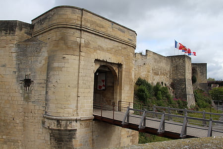 Castle, Caen, felvonóhíd, középkori, átjáró, Normandia