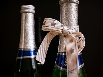 Champagner, Piccolo, Silvester, Flasche, feiern, Festival, Schleife