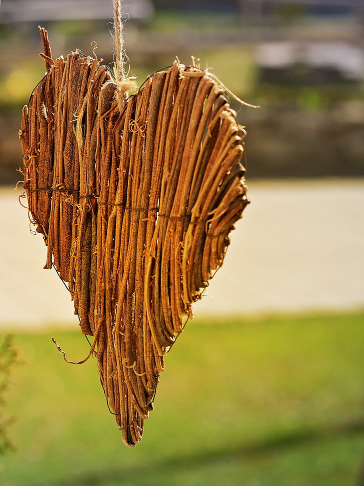 corazón, corazón de madera, dekoherz, símbolo de amor, decodificación de primer plano, decoración