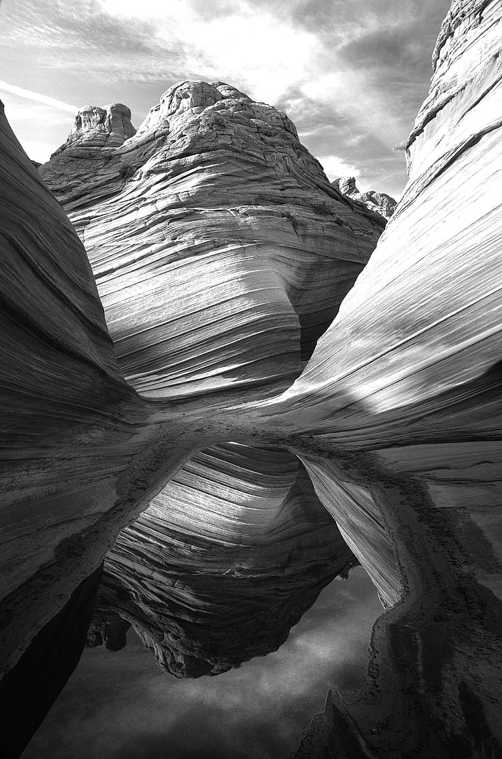 Arizona, preto e branco, Canyon, deserto, seca, Geologia, paisagem