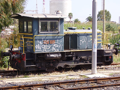 vlakem, pohybového aparátu, železnice, graffiti