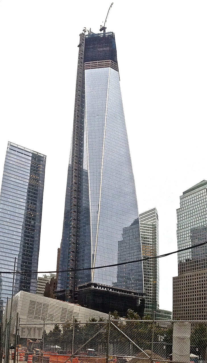 arkitektur, byggnad, spiran, konstruktion, dag, panoramautsikt över, ground zero