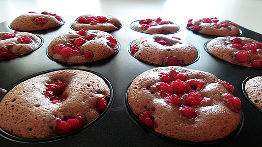 muffin, kue, Cupcake, Berry, kue, Manis, buatan sendiri
