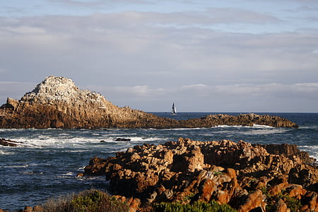 África do Sul, kynsna cabeças, Seascape, pedras, iate, veleiro, mar