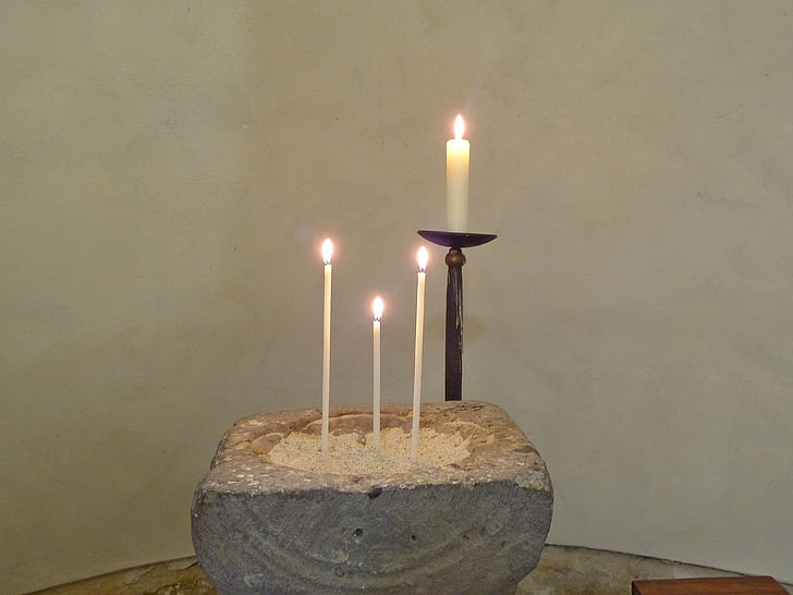 candlestick, light, church, candle, romanesque, lighting