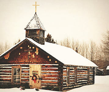 Architektura, cegły, kabiny, Kościół, zimno, Krzyż, światło dzienne