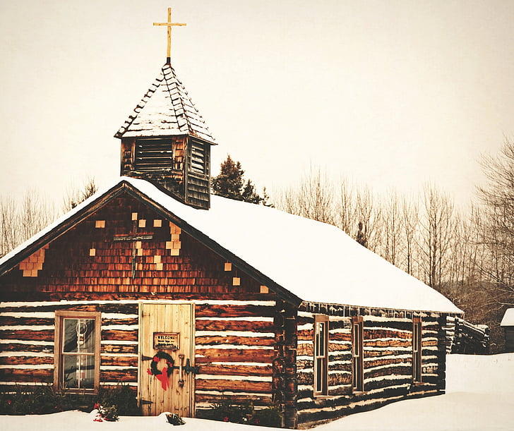 l'església, l'hivern, natura, viatges, punt de referència, arquitectura, neu