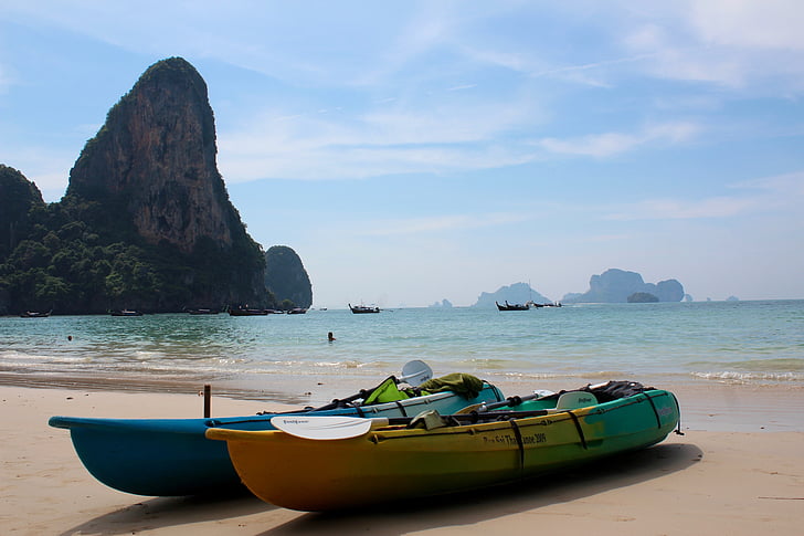 Thailand, boot, romantiek, water, zee, schip, strand