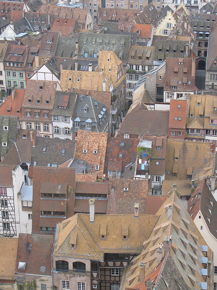 çatılar, Strazburg, Fransa, evleri, sarma, Dormer windows, eski şehir