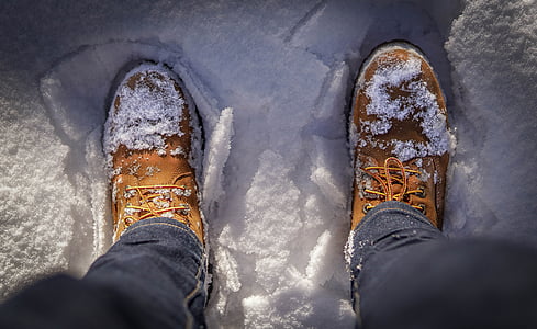 รองเท้าบูท, หิมะ, ทิมเบอร์แลนด์, เย็น, สีขาว, ฤดูหนาว, รองเท้า