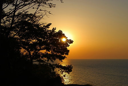 puesta de sol, cielo, Crepúsculo, Playa, mar, la costa, luz