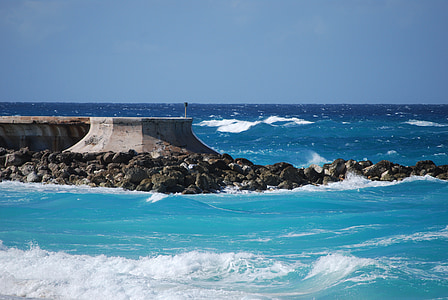 синьо, океан, вълни, Splash, Кариби, Бахамски острови, море