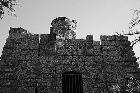 fortificação, turnê de inglês, Pierre, ponto de vista, vigilância, preto e branco
